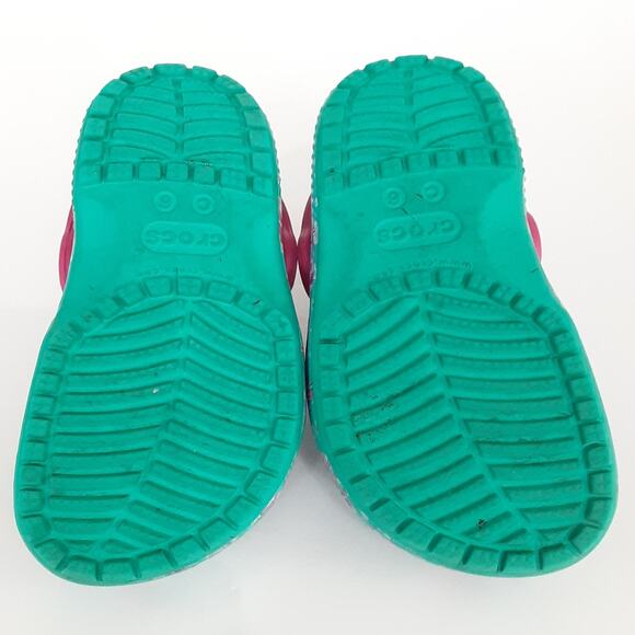 Crocs Clogs Girls 6 Rose Floral Polka Dot Blue Water Shoe Slip On Outdoor Hiking - Picture 7 of 7